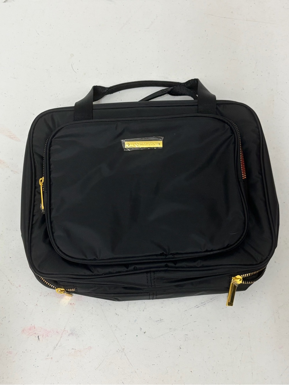 Joy Mangano Black Cosmetic Travel Case with Gold Hardware